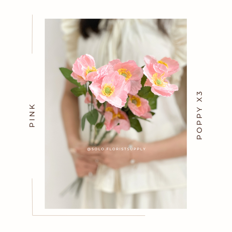 [NEW] 4 CABANG POPPY FLOWER SPRAY BUNGA POPPY ARTIFICIAL FLOWER BUNGA CORN POPPY PALSU BUNGA HIAS