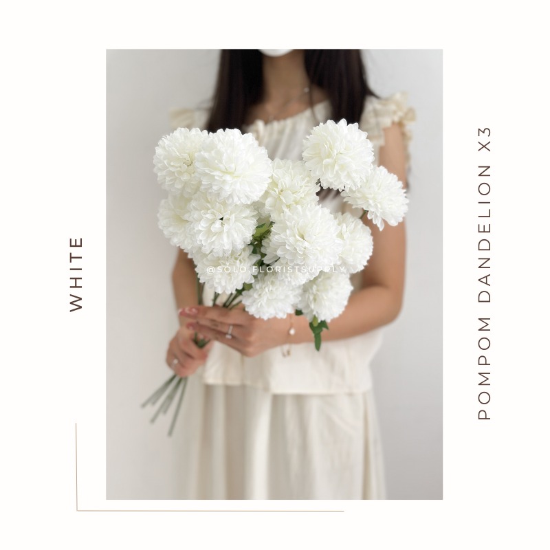 3HEADS DANDELION POMPOM Artificial Flower Artifisial Bunga Palsu Bunga Sutra Dandelion Bunga Eceng Pesta BUNGA SILK PLASTIK BUNGA BULAT ROUND FLOWER POM FLOWER BOUQUET BUKET BUNGA SABUN DAN BUNGA KERING PAKET BUNGA KERING