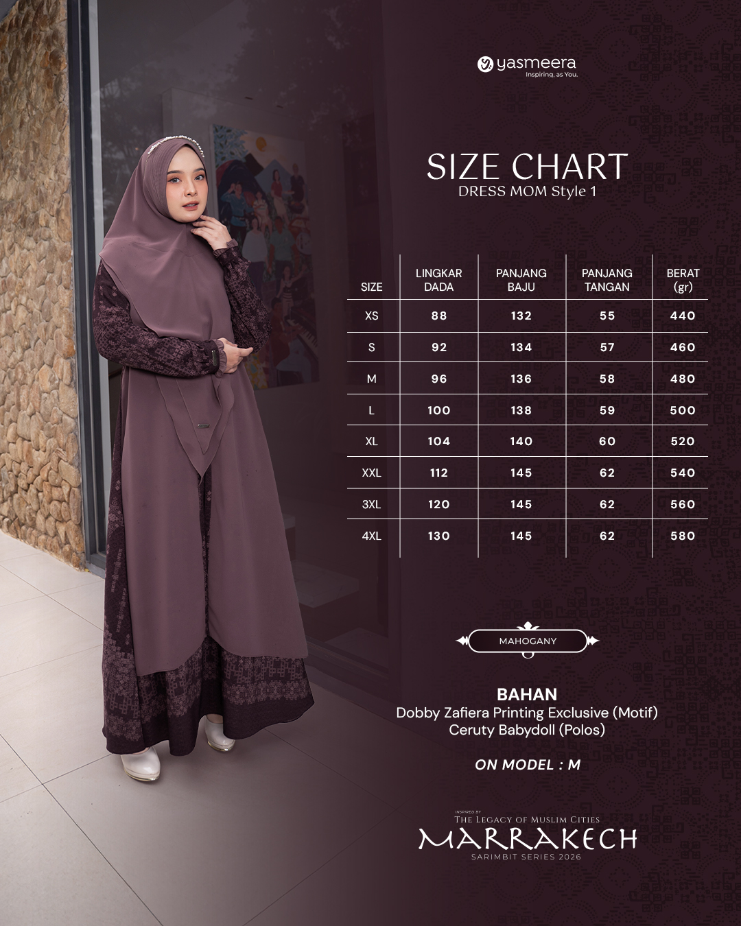 Yasmeera - GAMIS MARRAKECH STYLE 1 DEWASA GRADE B