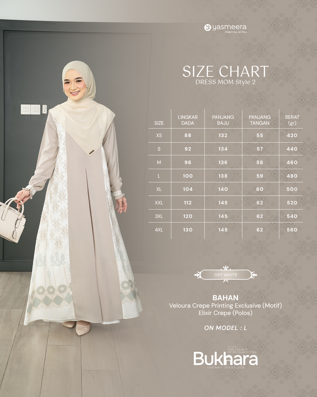 Yasmeera - GAMIS BUKHARA STYLE 2 DEWASA GRADE B
