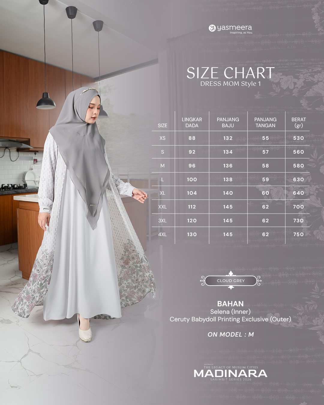Yasmeera - GAMIS MADINARA STYLE 1 DEWASA GRADE B thumb 40