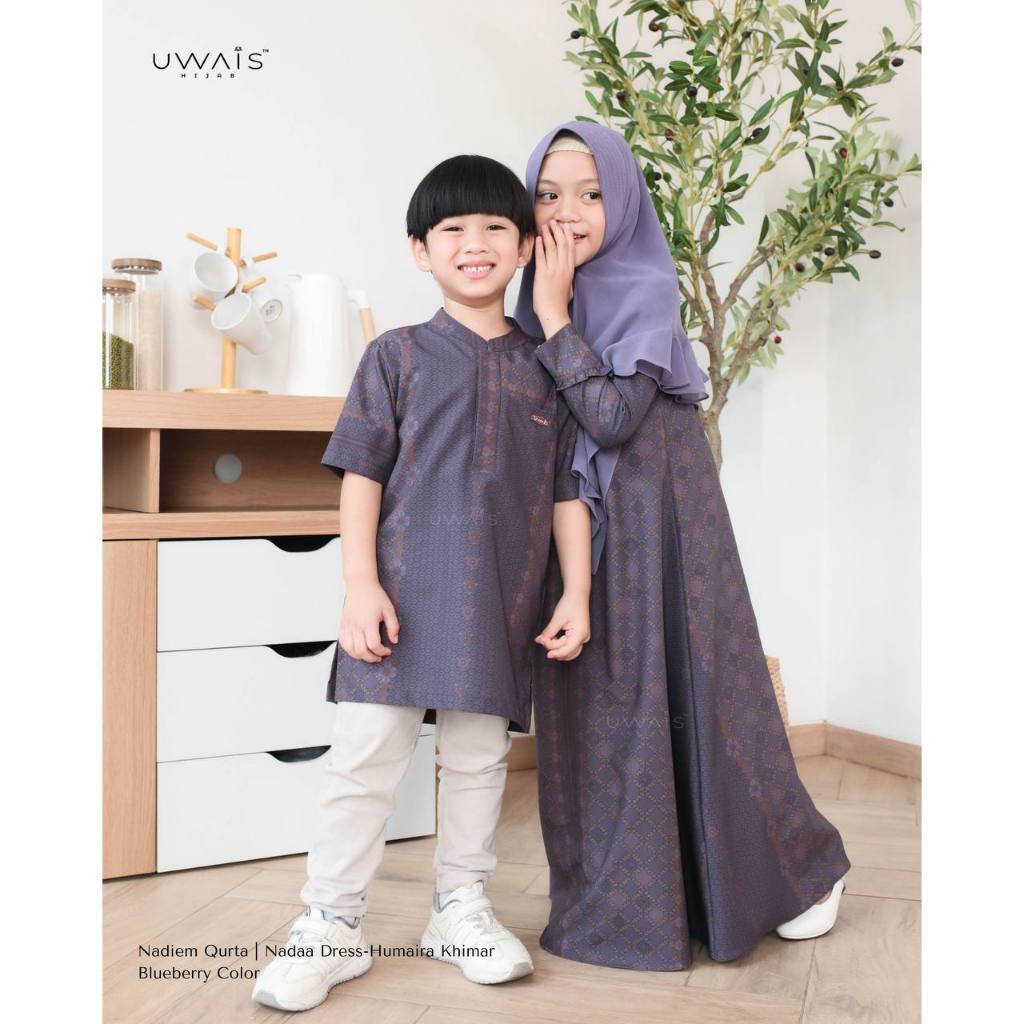 Uwais - Size Jumbo Laa Tansa Series Blueberry Sarimbit 2025 Family Set Keluarga Baju Lebaran Muslim thumb 2