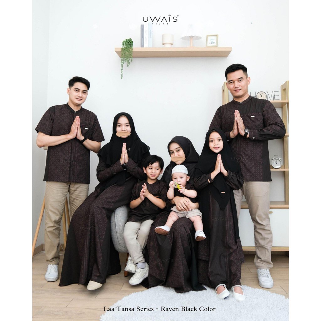 Uwais - Size Jumbo Laa Tansa Series Raven Black Sarimbit 2025 Family Set Keluarga Baju Lebaran Muslim thumb 2
